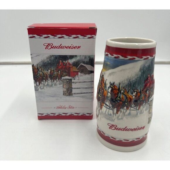 Budweiser Holiday Stein 2010 Clydesdale Dashing Through The Snow - Picture 1 of 11